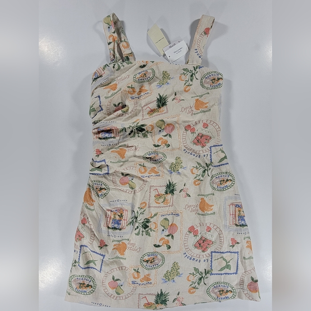 Abercrombie & Fitch Cream Sundress with Multicolor Fruit Print